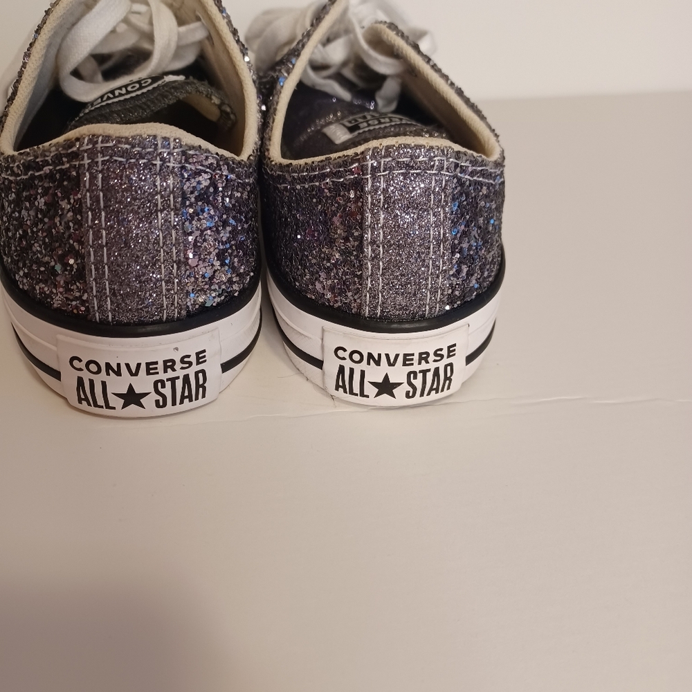 Converse All Star Chuck Taylor Black Glitter Low Top Sneakers Women's 6 Like New - Picture 6 of 13